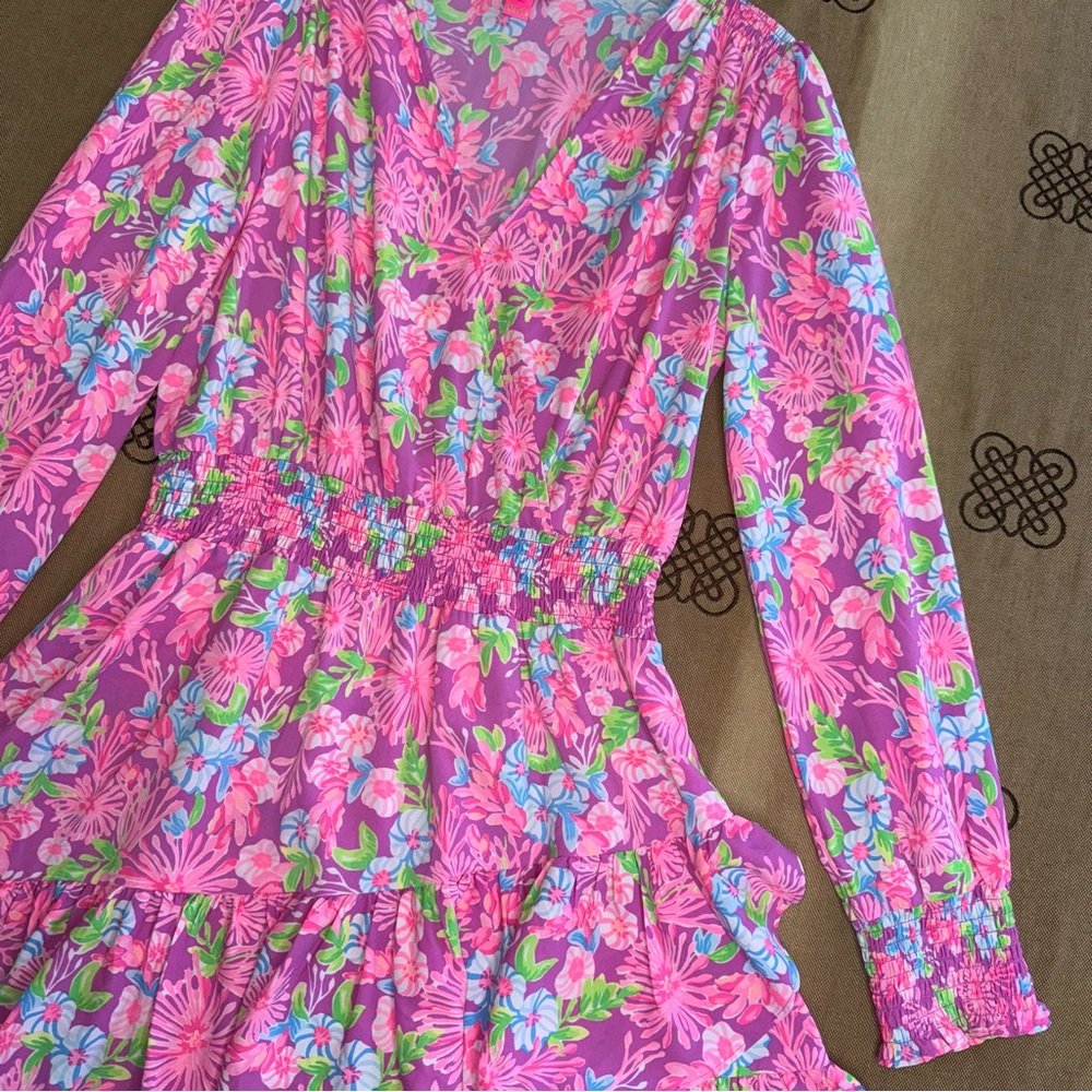 Lilly Pulitzer Cristiana Stretch Dress Moms The Word Amethyst Size 12 - Picture 6 of 16